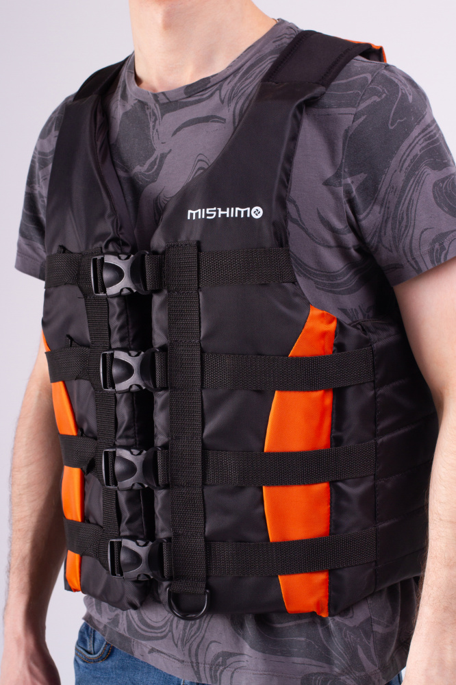 Жилет спасательный MISHIMO PRO Премиум качества Черно-оранжевый в Ставрополе