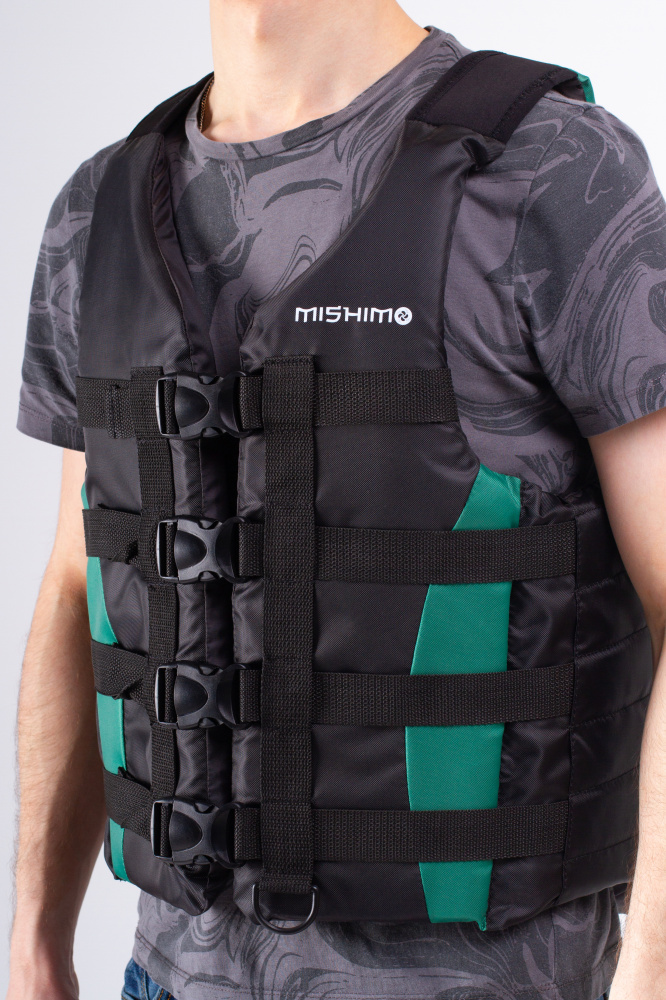 Жилет спасательный MISHIMO PRO Премиум качества Черно-зеленый в Ставрополе