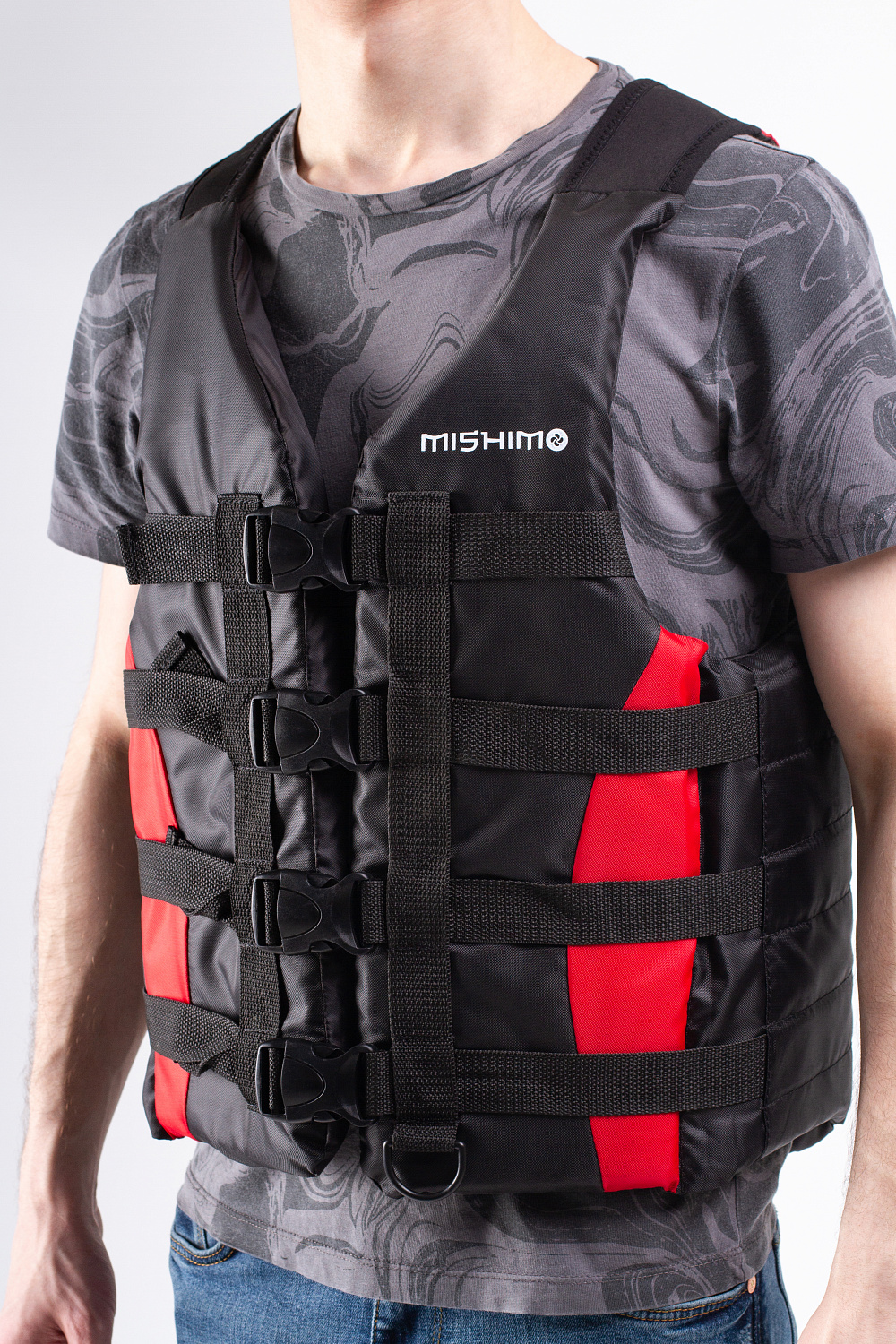 Жилет спасательный MISHIMO PRO Премиум качества Черно-красный в Ставрополе